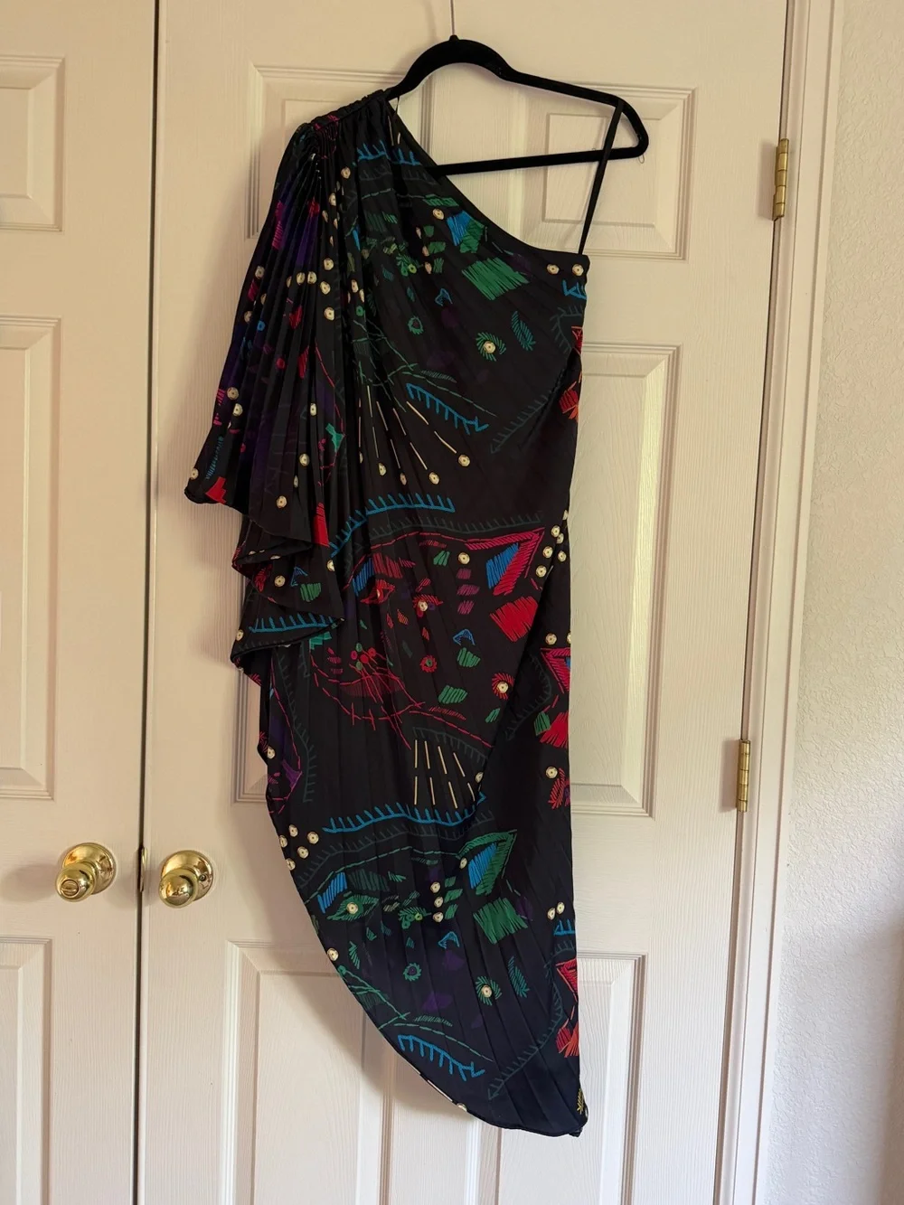 Hutch Printed One-Shoulder Gown black XSP - Picture 3 of 4